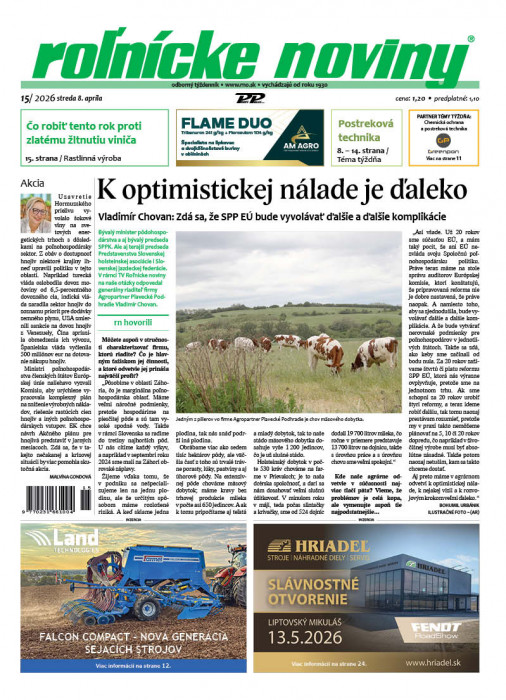 Obálka titulu Rolnické noviny - vydanie č.&nbsp;15/2026