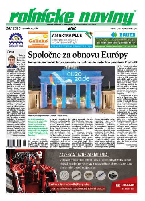 Obálka titulu Rolnické noviny - vydanie č. 28/2020