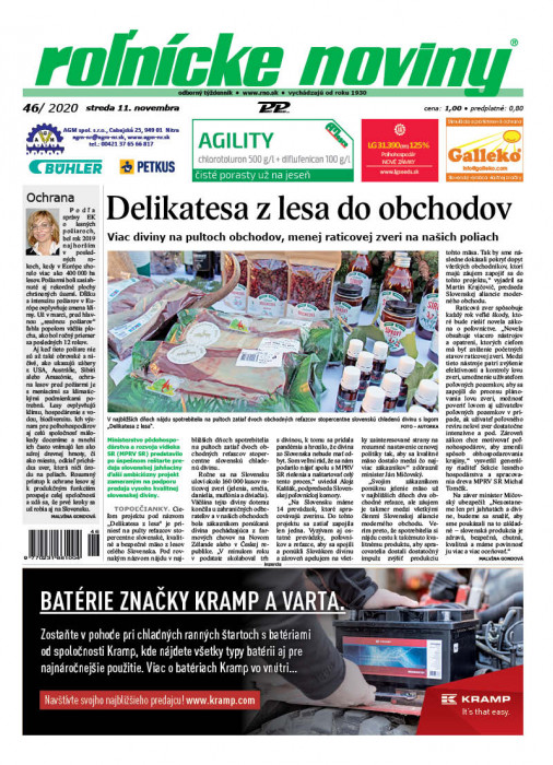 Obálka titulu Rolnické noviny - vydanie č. 46/2020
