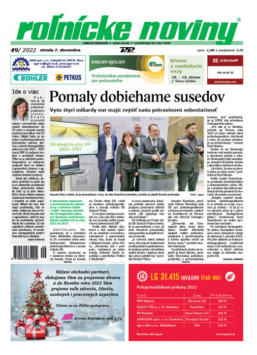Obálka titulu Rolnické noviny - vydanie č. 49/2022