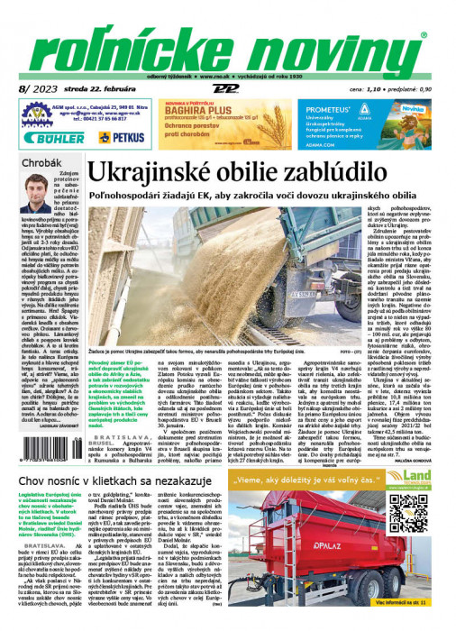 Obálka titulu Rolnické noviny - vydanie č. 8/2023