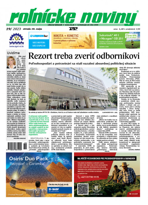 Obálka titulu Rolnické noviny - vydanie č. 19/2023