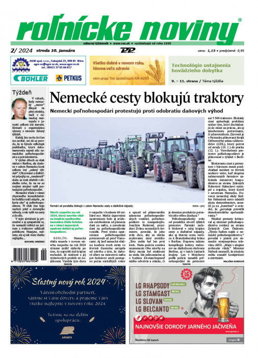 Obálka titulu Rolnické noviny - vydanie č. 2/2024