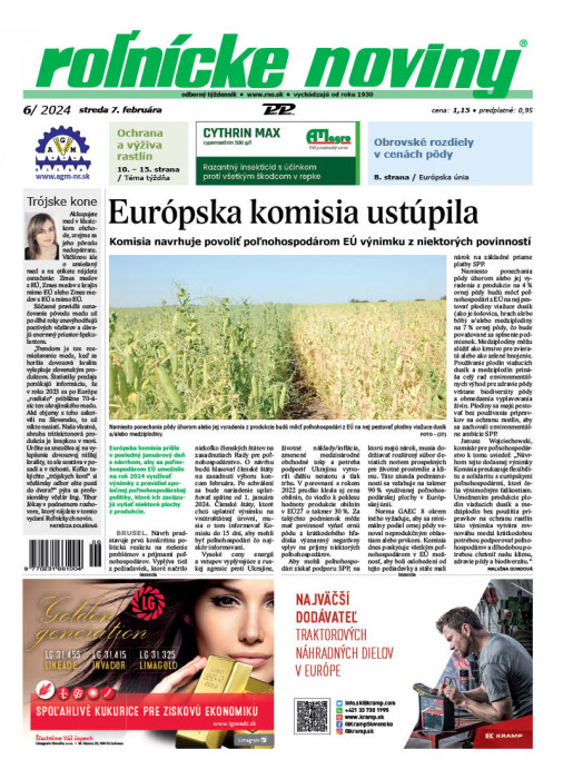 Obálka titulu Rolnické noviny - vydanie č. 6/2024