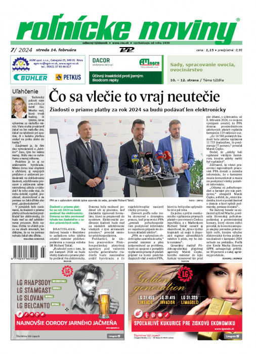 Obálka titulu Rolnické noviny - vydanie č. 7/2024