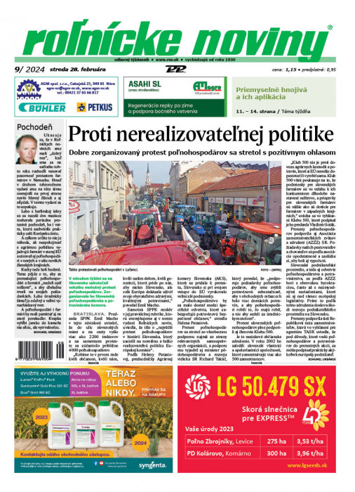 Obálka titulu Rolnické noviny - vydanie č. 9/2024