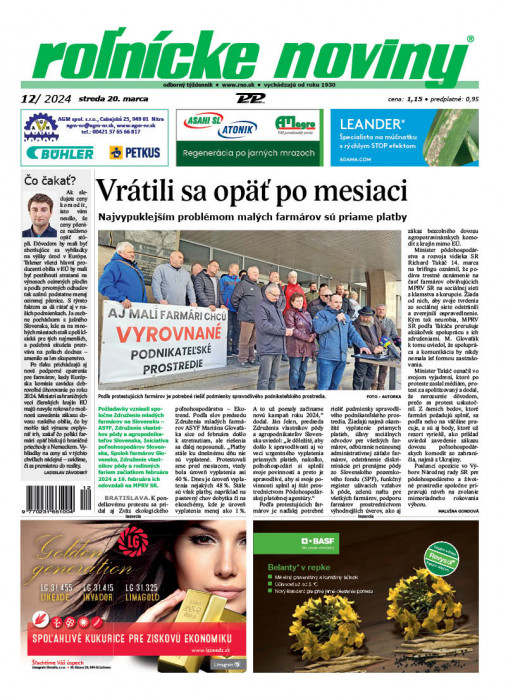 Obálka titulu Rolnické noviny - vydanie č. 12/2024
