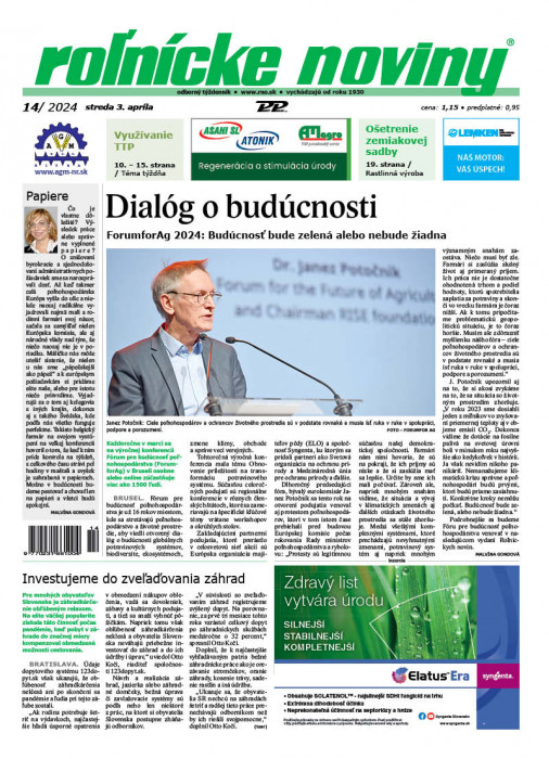 Obálka titulu Rolnické noviny - vydanie č. 14/2024