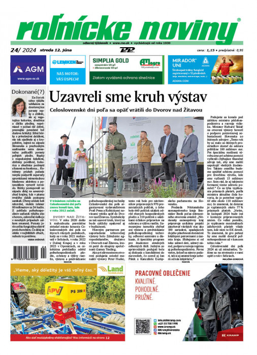 Obálka titulu Rolnické noviny - vydanie č. 24/2024