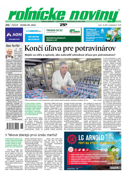 Obálka titulu Rolnické noviny - vydanie č. 26/2024