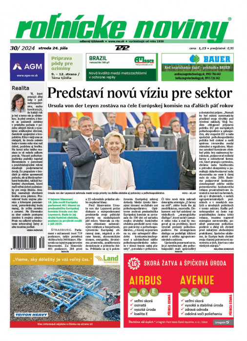 Obálka titulu Rolnické noviny - vydanie č. 30/2024