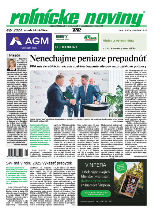 Obálka titulu Rolnické noviny - vydanie č. 42/2024