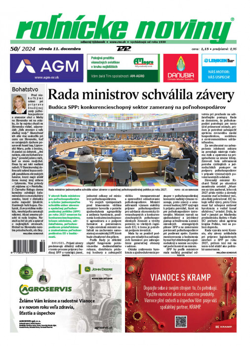 Obálka titulu Rolnické noviny - vydanie č. 50/2024