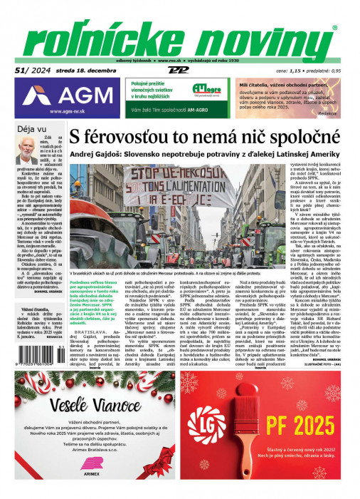 Obálka titulu Rolnické noviny - vydanie č. 51/2024