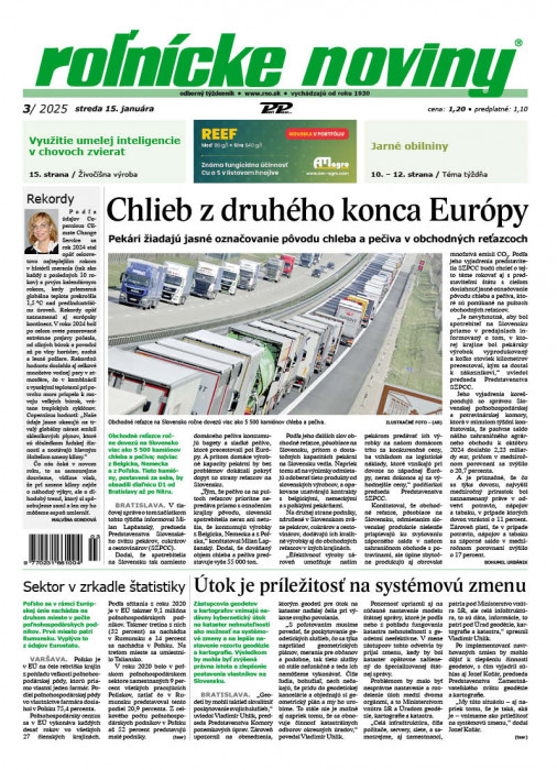 Obálka titulu Rolnické noviny - vydanie č. 3/2025