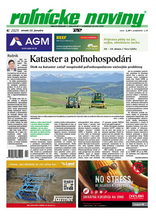 Obálka titulu Rolnické noviny - vydanie č. 4/2025