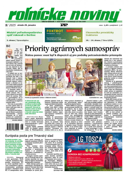 Obálka titulu Rolnické noviny - vydanie č. 5/2025