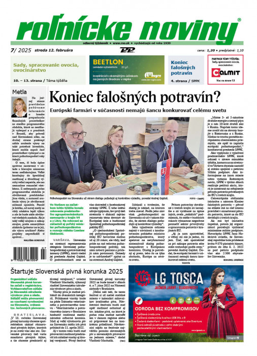 Obálka titulu Rolnické noviny - vydanie č. 7/2025