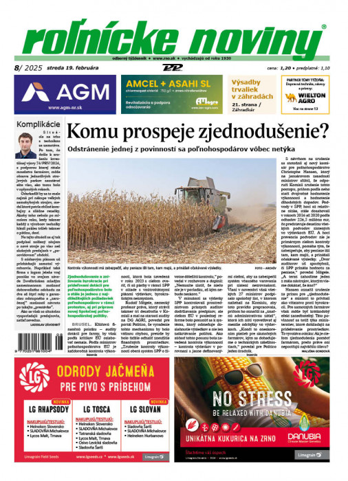 Obálka titulu Rolnické noviny - vydanie č. 8/2025