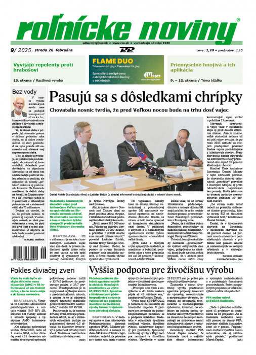 Obálka titulu Rolnické noviny - vydanie č. 9/2025