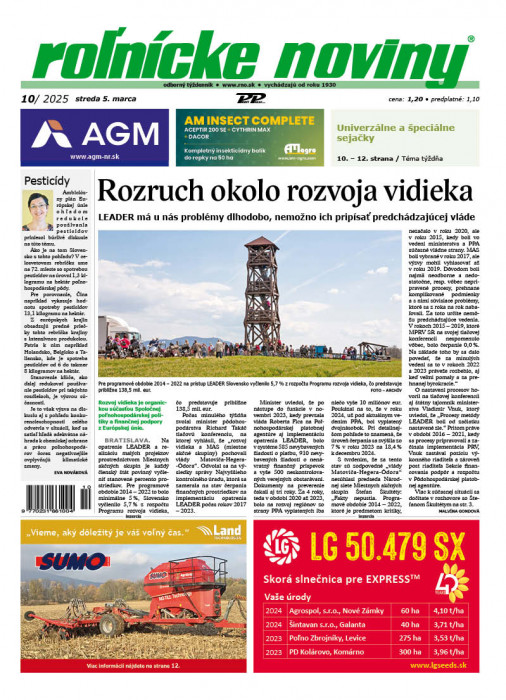 Obálka titulu Rolnické noviny - vydanie č. 10/2025