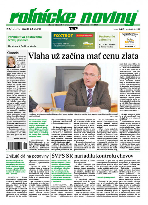 Obálka titulu Rolnické noviny - vydanie č. 11/2025