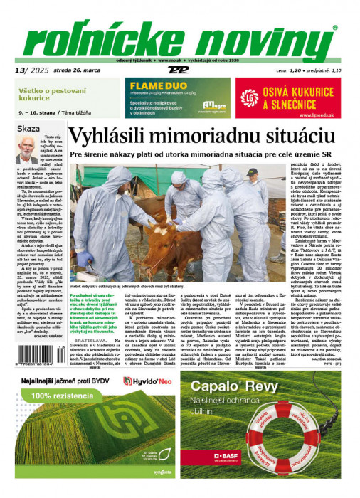Obálka titulu Rolnické noviny - vydanie č. 13/2025