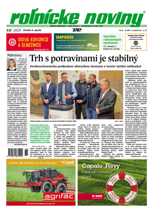 Obálka titulu Rolnické noviny - vydanie č. 15/2025