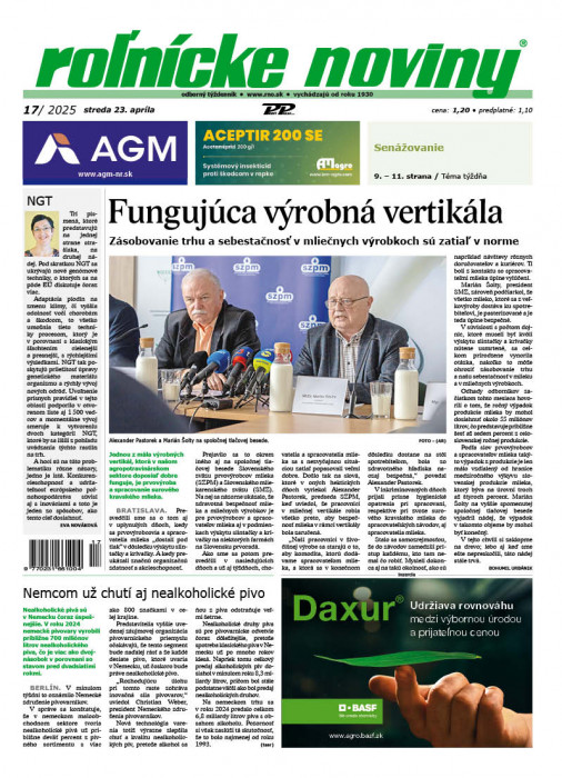 Obálka titulu Rolnické noviny - vydanie č. 17/2025