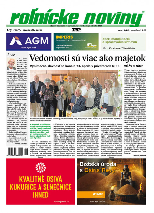 Obálka titulu Rolnické noviny - vydanie č. 18/2025