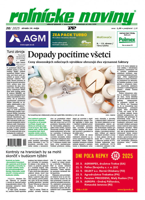 Obálka titulu Rolnické noviny - vydanie č. 20/2025