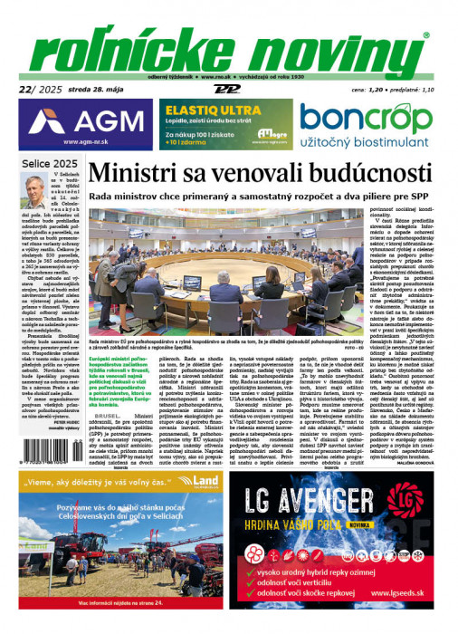 Obálka titulu Rolnické noviny - vydanie č. 22/2025