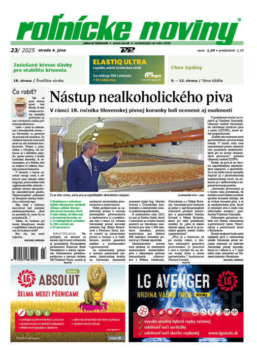 Obálka titulu Rolnické noviny - vydanie č. 23/2025