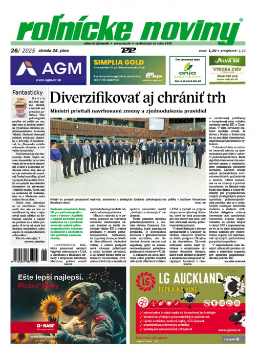 Obálka titulu Rolnické noviny - vydanie č. 26/2025