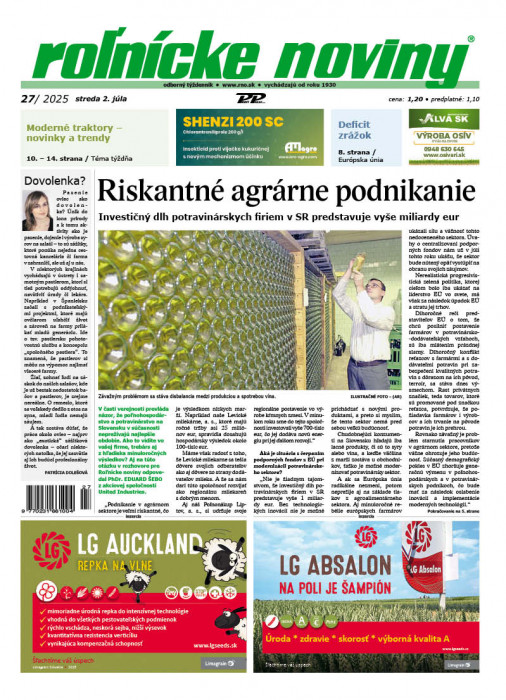 Obálka titulu Rolnické noviny - vydanie č. 27/2025