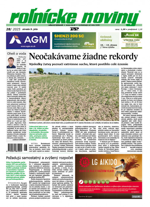 Obálka titulu Rolnické noviny - vydanie č. 28/2025