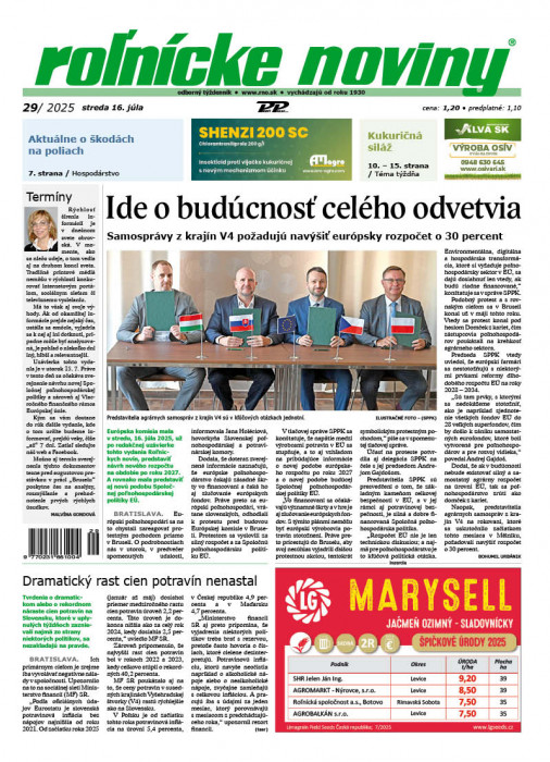 Obálka titulu Rolnické noviny - vydanie č. 29/2025