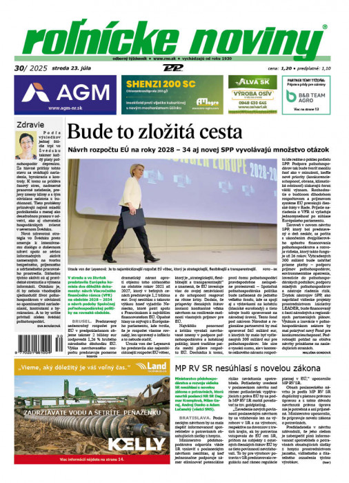 Obálka titulu Rolnické noviny - vydanie č. 30/2025