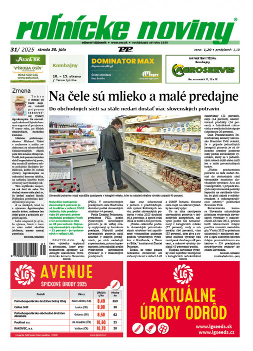 Obálka titulu Rolnické noviny - vydanie č. 31/2025