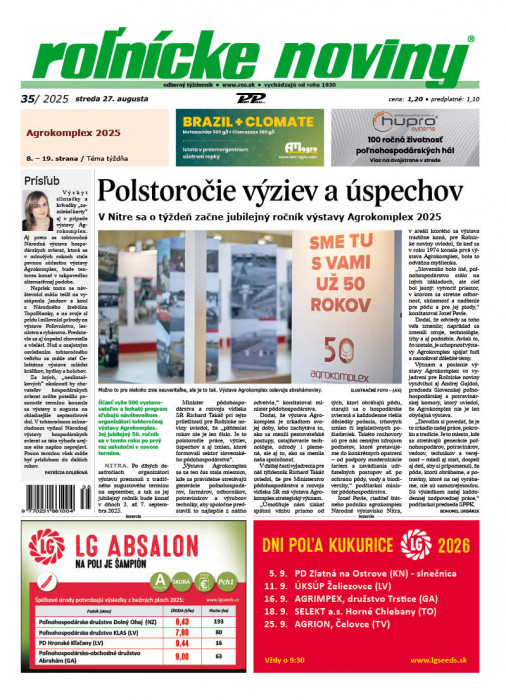 Obálka titulu Rolnické noviny - vydanie č. 35/2025