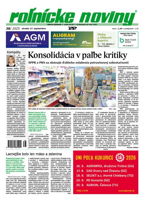 Obálka titulu Rolnické noviny - vydanie č. 38/2025