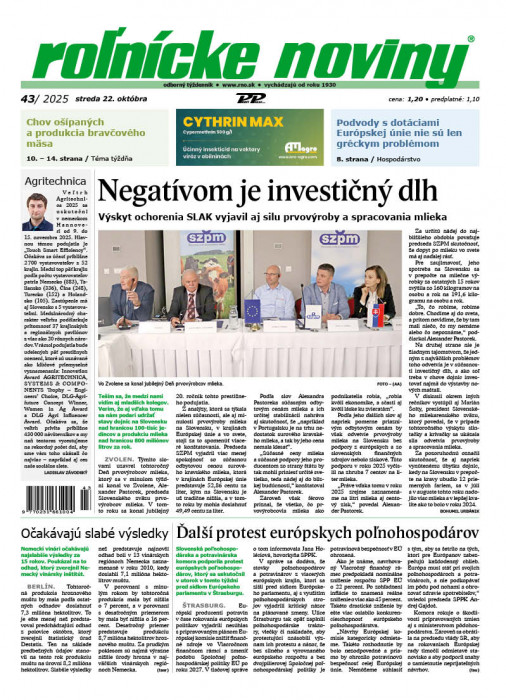 Obálka titulu Rolnické noviny - vydanie č. 43/2025