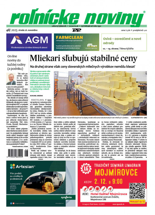 Obálka titulu Rolnické noviny - vydanie č.&nbsp;48/2025