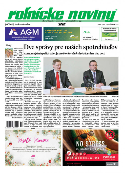 Obálka titulu Rolnické noviny - vydanie č.&nbsp;50/2025