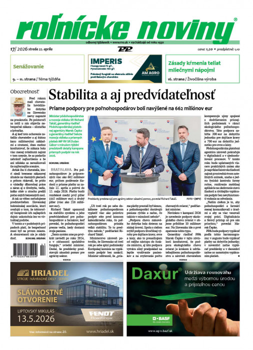 Obálka titulu Rolnické noviny - vydanie č.&nbsp;17/2026