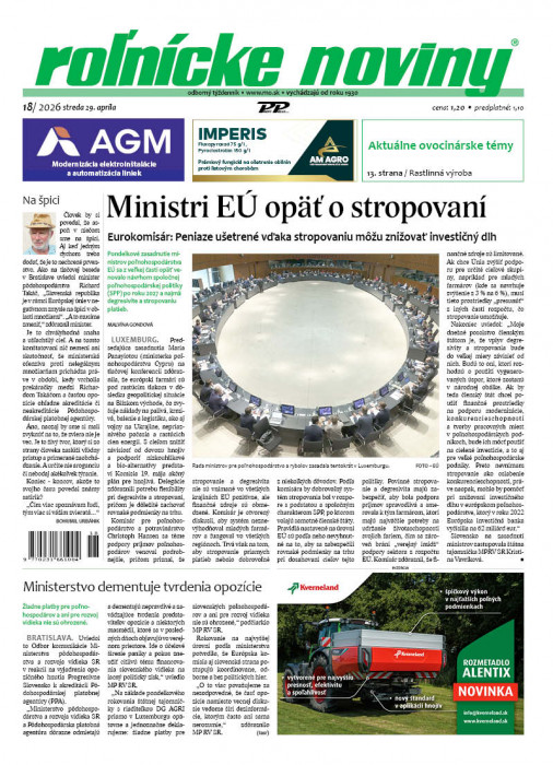 Obálka titulu Rolnické noviny - vydanie č.&nbsp;18/2026