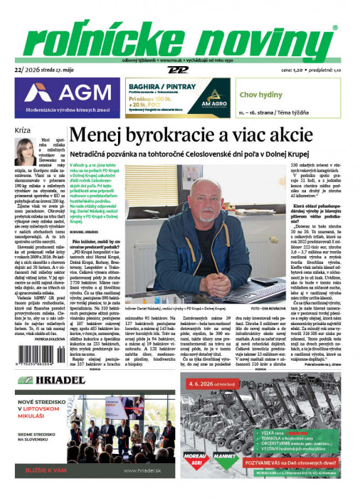 Obálka titulu Rolnické noviny - vydanie č.&nbsp;22/2026