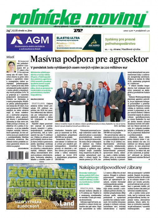Obálka titulu Rolnické noviny - vydanie č.&nbsp;24/2026