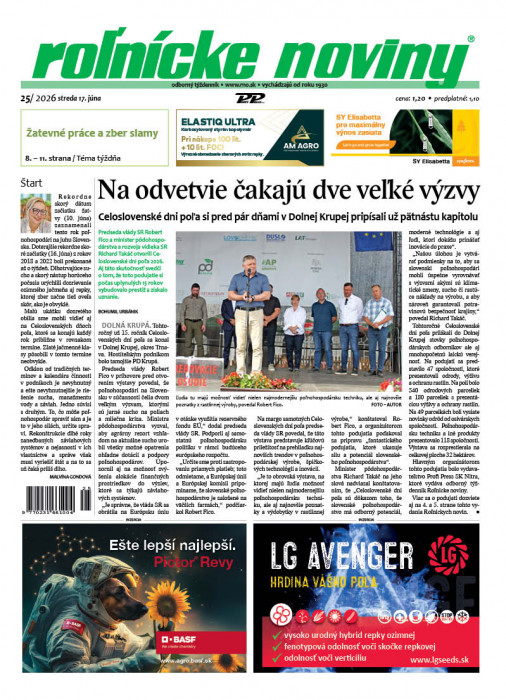 Obálka titulu Rolnické noviny - vydanie č.&nbsp;25/2026