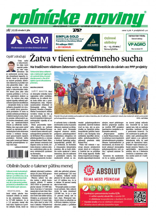 Obálka titulu Rolnické noviny - vydanie č.&nbsp;28/2026
